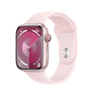 Apple Watch Series 9 [GPS + Cellular inkl. Sportarmband S/M hellrosa] 45mm Aluminiumgehäuse rosé