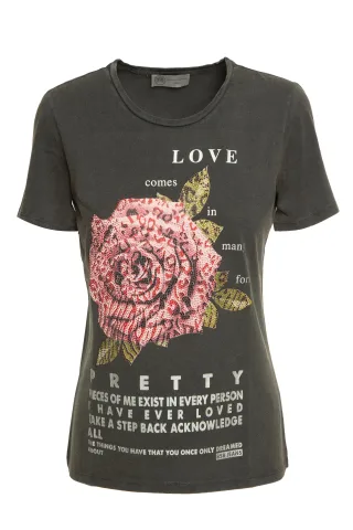 bsb - T-Shirt mit Frontprint grau - Gr. - M