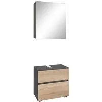 Home affaire Badmöbel-Set Wisla, (Set, 2-St), Spiegelschrank, WBU mit Siphonausschnitt u. Push-to-open, Breite 60 cm