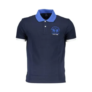 La Martina Blaues Baumwoll-Herren-Polohemd