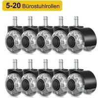 Clanmacy Stuhlrolle 10 Bürostuhlrollen 11x22mm,360 Grad Drehung böden leise kratzerfrei, (10-St)