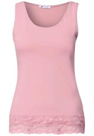 Street One - Top mit Rundhals und Spitzenkante vintage blush - Gr. - 46