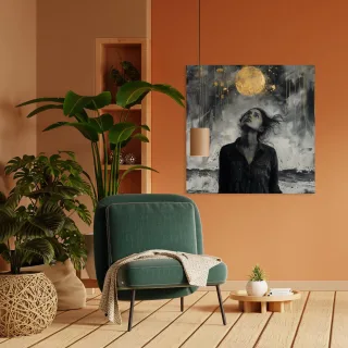 queence Acrylglasbild "Goldener Mond bei Nacht" Abstrakt  Abstrakte  Bilder von Frauen  Formen  Gemälde  Kunst  Person 1 Stk. tlg. HD Premium Kunstdruck in Galeriequalität