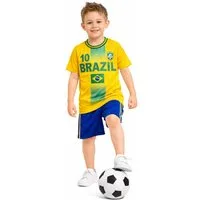Fashion Boy Fußballtrikot Fussball Fan Set Brasilien, Brazil, Trikot + Shorts, JS293e (Set, T-Shirt + Shorts)