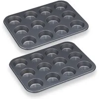 relaxdays Muffinplatten 12er Muffinform im 2er Set, Stahl