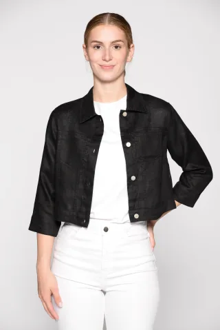 IN LINEA - Jacke, Hemdkragen, 3/4-Arm 901 black - Gr. - 40