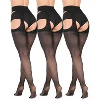 BANANALU Ouvert Strumpfhose schwarze Netzstrumpfhose Ouvert, offener Schritt 40 DEN (3 St)