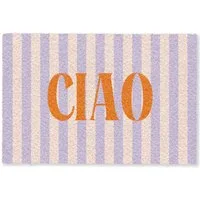 MuchoWow Fußmatte Ciao - Zitat - Pastell - Streifen, Rechteckig, innen Schmutzfangmatte, Tür, Schmutzfänger Flur, Teppich 60x40 cm