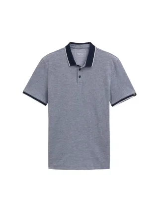 Denim Tom Tailor - Piqué Poloshirt aus Baumwolle dark blue two tone - Gr. - XXL