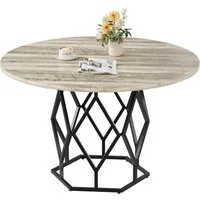 GarveeMore Esstisch Runder,120cm Landhaus-Esstisch für 4-6 Personen, runder Küchentisch für Küche, Esszimmer und Wohnzimmer