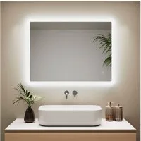 IMPTS Badspiegel mit Beleuchtung LED Badezimmer Spiegel Dimmbar Lichtspiegel Beleuchtet (Packung, IP44, Licht mit Touch Schalter und mit Wandschalter einschaltbar), Wandspiegel mit Dimmbar Speicherfunktion Horizontal/ Vertikal Montage
