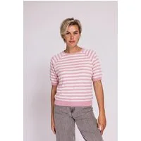 Zhrill Kurzarmshirt ZHINGE taillenlange Schnittform, Kurzarm, gestreifte Frottee-Optik