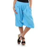 malito more than fashion Haremshose malito Damen Pumphose Capri Holzzierknöpfe 23286H kurze Sommer Pumphose in Unifarben Einheitsgröße