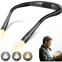 Toomoke LED Leselampe Hals Leselampen,Nackenlampe,Buchlampe,3 Farben,flexibel, Neutralweiß, Kaltweiß, Gelbes Licht, 3 Helligkeiten,Wiederaufladbar,1000mAh,für Lesen im Bett/Stricken