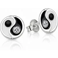LUISIA® Paar Ohrstecker "Ohrringe Yin Yang mit Kristall von Swarovski®" (2-tlg., inkl. Schmuckbox), 925 Silber