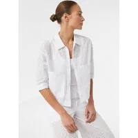 comma Kurzarmbluse Bluse Bluse mit Lochstickerei und aufgesetzten Taschen