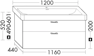 Burgbad Waschtischunterschrank System 30 Preisgruppe 2 Echo 520x1160x440 Frassino Dekor Cappuccino WYKR116F6325