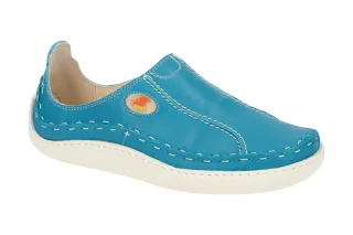 Eject 6757.002 Damen Slipper in Blau-Petrol Echtleder Gummisohle | sportliche...