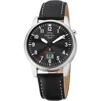 MASTER TIME Funkuhr Basic MTGA-10715-61L, Armbanduhr, Quarzuhr, Herrenuhr, Datum, Lederarmband