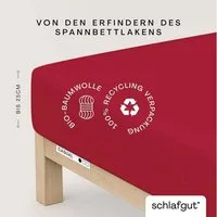 Schlafgut Spannbettlaken CASUAL Bettlaken 100% gekämmte Bio-Baumwolle, 150 g/m², Spannbetttuch, Jersey, Gummizug: rundum, (1 Stück), Bettlaken bis 25 cm Höhe, langlebig, weich, Antipilling-Ausrüstung
