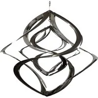 dekotrend.gallery Windspiel Deko Windspiel doppel Hurrikan Edelstahl Rostfrei Wind Dancer 35 cm, Windrad Twister Wetterfest Frostfest UV-Beständig