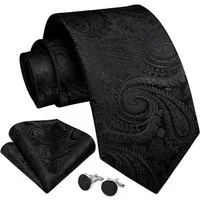 LuxusKollektion Krawatte Krawatte Herren Paisley Hochzeit Set Schwarz-P Einheitsgröße