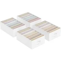 SONGMICS Aufbewahrungsbox Kleiderschrank-Organizer, 42 x 30 x 17 cm, für Hosen, Kleidung (4 St), 6 Fächer, Schubladen-Ordnungssystem, Ordnungsboxen faltbar