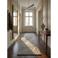 KADIMA DESIGN Wollteppich LEVEN Teppich Läufer Blatt-Textur 60x230 Grau Flur Modern, Läufer, Höhe: 18 mm, Schurwolle 100%, Hand-getuftet, Naturkautschuk-Rücken, Beruhigend