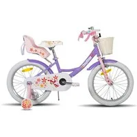 JOYSTAR Kinderfahrrad 12 14 16 18 Zoll Mädchenfahrrad, 3 - 9 Jahre, Geschenk für Prinzessin, 1 Gang, Puppenradsitz & Stützrädern& Korbstreamer, 18 Zoll mit Stützrädern