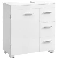 VASAGLE Waschbeckenunterschrank Badezimmerschrank Badschrank mit 3 großen Schubladen, 2 Fächer hinter der Tür, Breite 60/70 cm