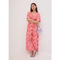 bonprix Maxikleid ausgestellte Passform, tiefer V-Ausschnitt, Halbarm-Design