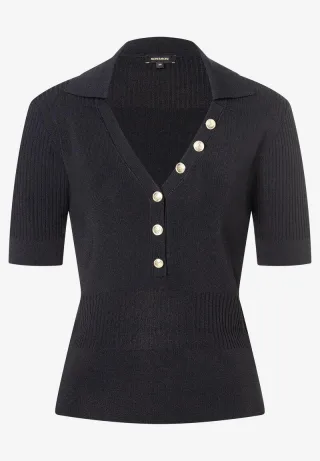 MORE & MORE - Polo-Pullover schwarz - Gr. - 36
