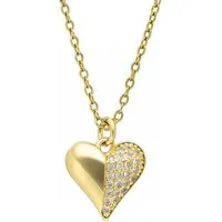 Lebensquelle Plus Kettenanhänger Herz-Anhänger Kette mit Zirkonia-Pavé – vergoldet, 50 cm