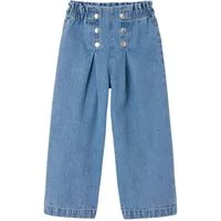 vertbaudet 7/8-Caprijeans Weite Mädchen Jeans, Zierknöpfen Bundweite verstellbar, Matrosen-Look