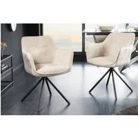 riess-ambiente Polsterstuhl VERONA champagner beige – Samt & Strukturstoff, mit Armlehne, Metall (Einzelartikel, 1 St), 180° drehbar mit Auto-Return-Funktion – ideal für Esszimmer oder Büro