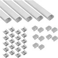 tktrading24 LED-Stripe-Profil 5x A15 LED Profil 2m - Silber inkl. Abdeckung, Halter & Endkappen