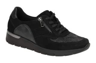 Waldl?ufer 626K02 Schwarz Bequeme Schn?r-Halbschuhe OrthoTritt
