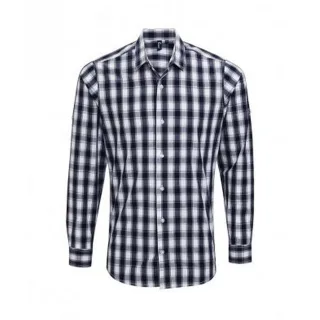 Premier Herren Karohemd Mulligan, langärmlig (Weiß/Marineblau)