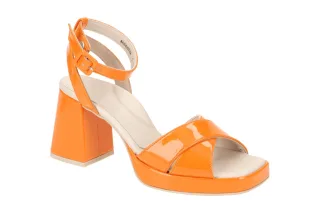 Paul Green Damen Sandalette 6027-00x Orange Papaya Lack-Synthetik mit Blockab...