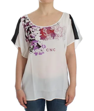 Costume National Bluse mit weißem Motivdruck