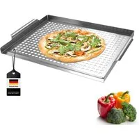 bremermann Grillplatte Grillplatte 39,5 x 3 x 29 cm Edelstahl Grillkorb Grillpfanne (1-St), zur leichten Entnahme nach vorne offen