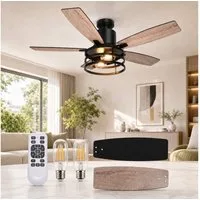 Sunicol Deckenventilator mit Beleuchtung, Ventilator&Deckenlampe, 6 Windgeschwindigkeit, Leise, Ø112cm/132cm, Timer, mit 2 LED Glühbirnen & Fernbedienung