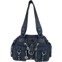 Taschen4life Schultertasche klassische Damen Handtasche (Schultertasche) mit Nieten AKW22032, viele Fächer, verstellbarer abnehmbarer Schulterriemen