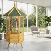 Melko Vogelhaus Vogelvoliere Vogelkäfig Zimmer- und Außenvoliere Holz Papageienkäfig, Vorimprägniert