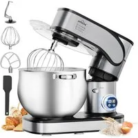 HOMELUX Küchenmaschine SC-603E, 2500 W, 12 l Schüssel, inkl 4-Teiligem Patisserie-Set und Spritzschutz, Edelstahlschüssel