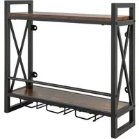 KOMFOTTEU Weinregal Wandregal, mit Glashalter, 60 × 20 × 55cm