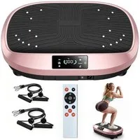 LETGOSPT Vibrationsplatte Vibrationsplatte Größe 57,5 x 42,5 x 17 cm, Bis 200KG, 200 W, 120 Intensitätsstufen, (mit Trainingsbandern, Ganzkörpertraining zu Hause), Ultra leisem Motor, Fernbedienung, Seitliche Transporträder