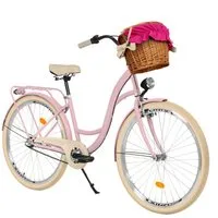 Milord Cityrad Milord City Fahrrad Weidenkorb Damen, 28/26 Zoll, Rosa-Creme, 3-Gang, 3 Gang, (Fahrradständer, Gepäckträger, Klingel, Korb, Kotflügel)