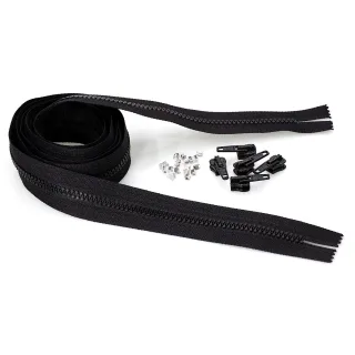 buttinette Endlosreißverschluss im Set, Krampe: 5,8 mm, 2 m, schwarz