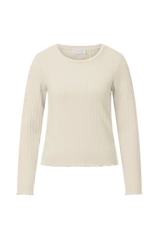 Rich & Royal - Rib Longsleeve pearl white - Gr. - S